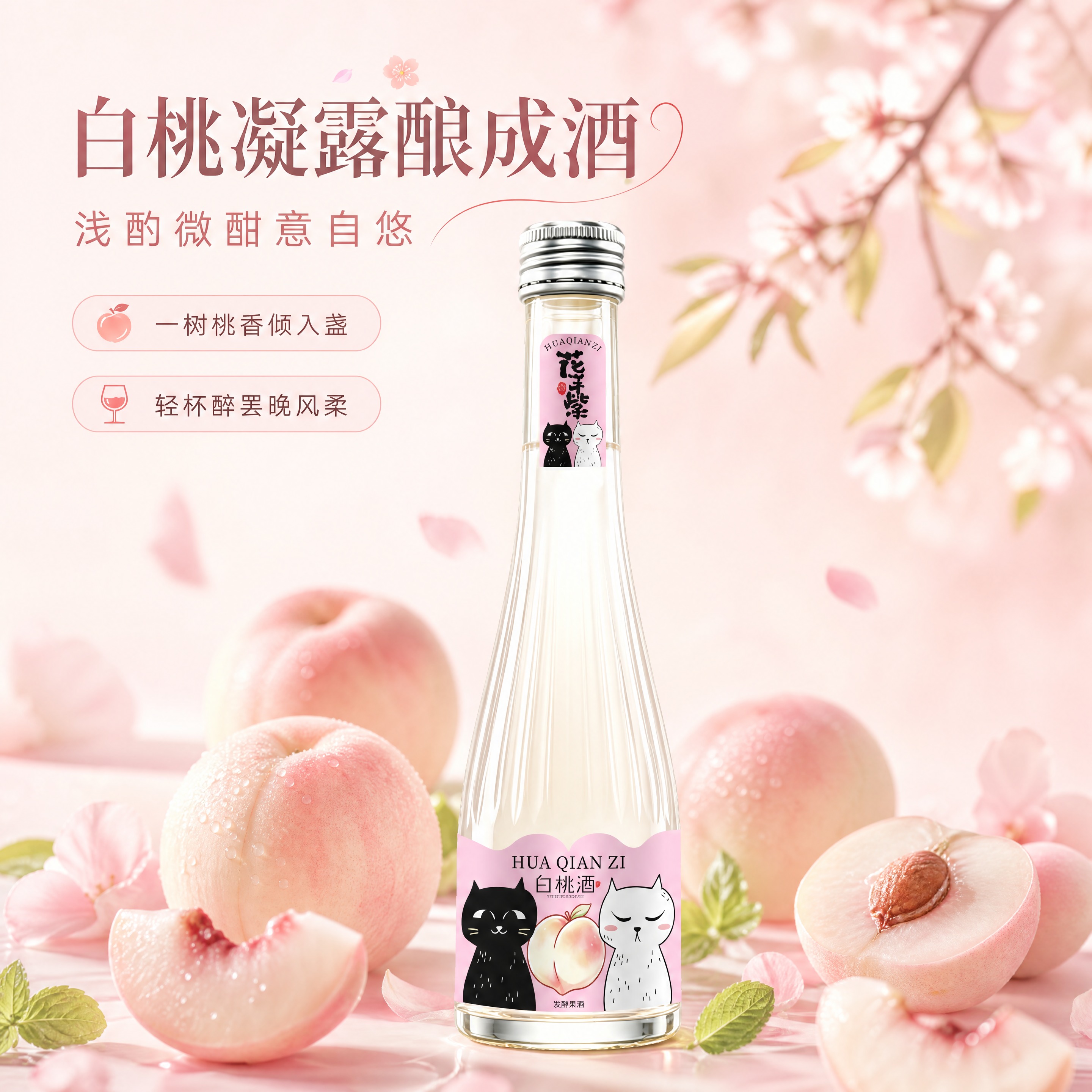 [商品] 使用【图1】花前紫白桃酒（发酵果酒）透明玻璃瓶；保留… - 图片创意预览