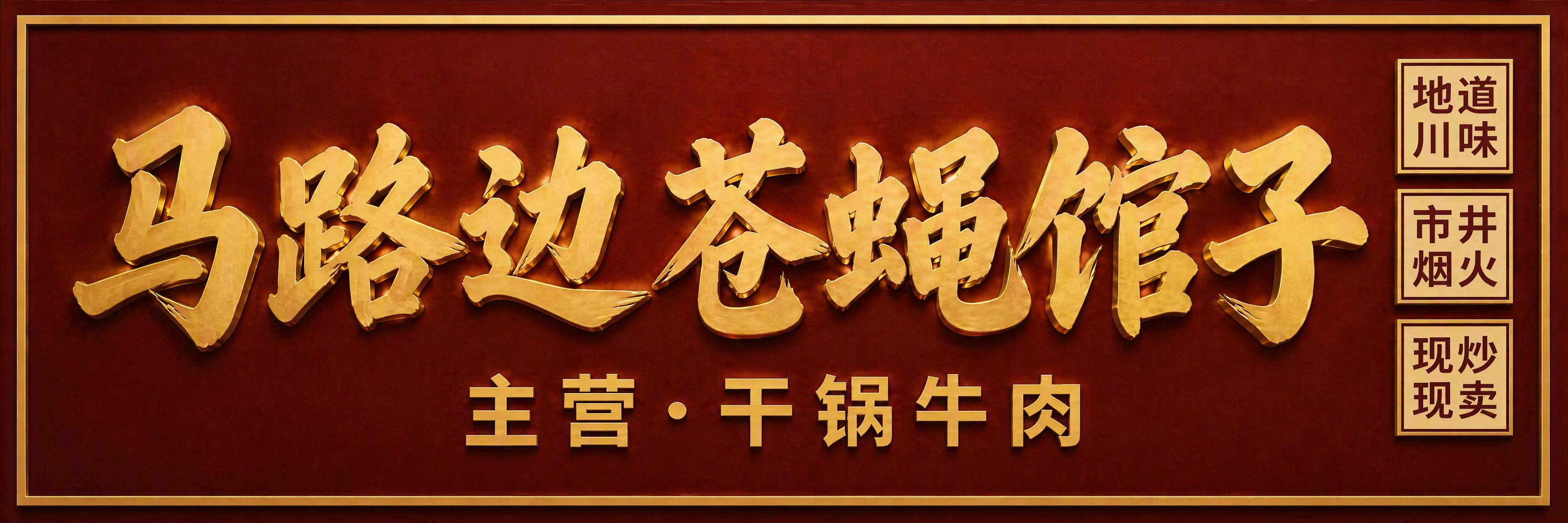 基于参考图的门头招牌设计，保持完全相同的深酒红色哑光底色、细金… - 图片创意预览