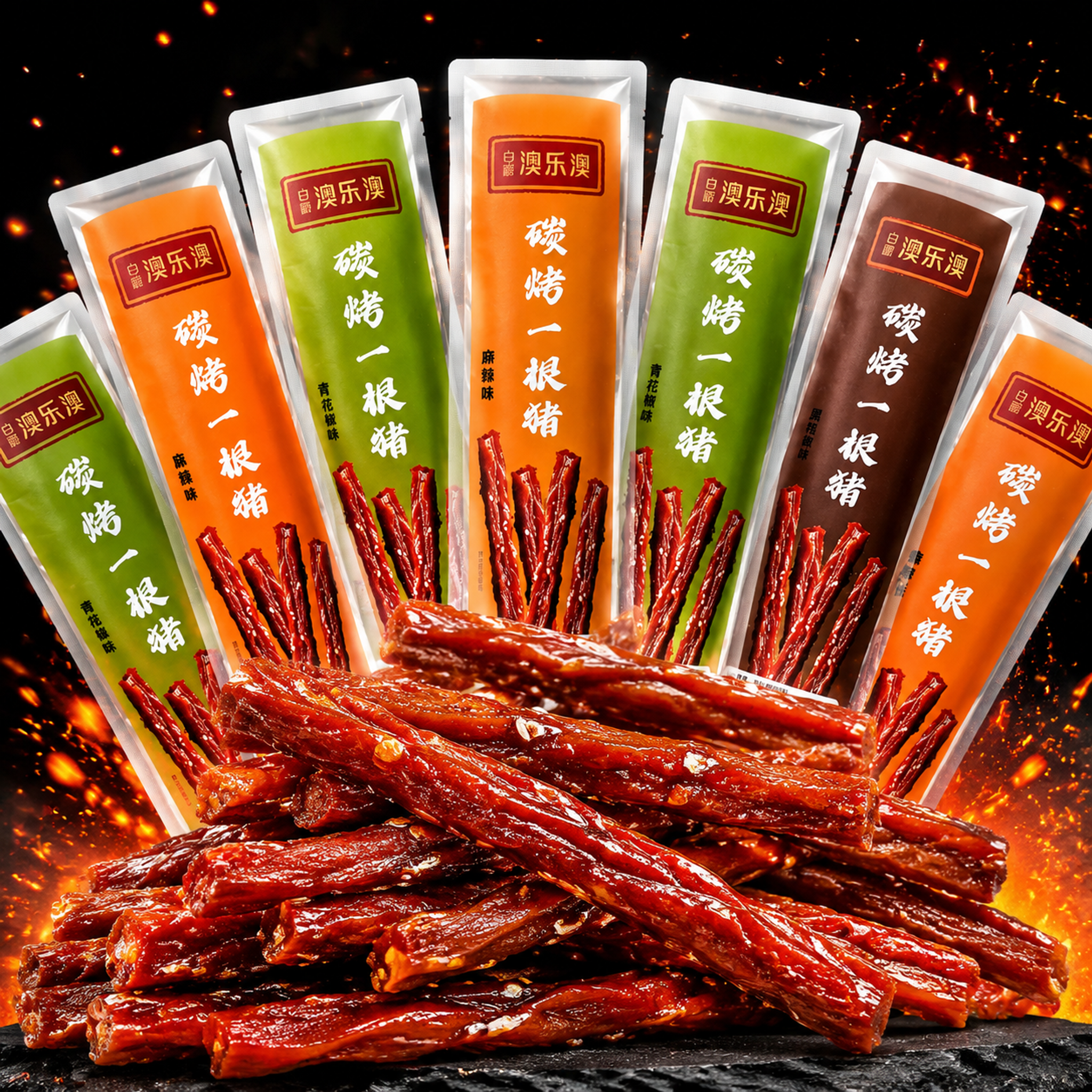 电商零食主图海报，正方形1:1画幅，商业美食摄影风格，明亮高饱… - 图片创意预览