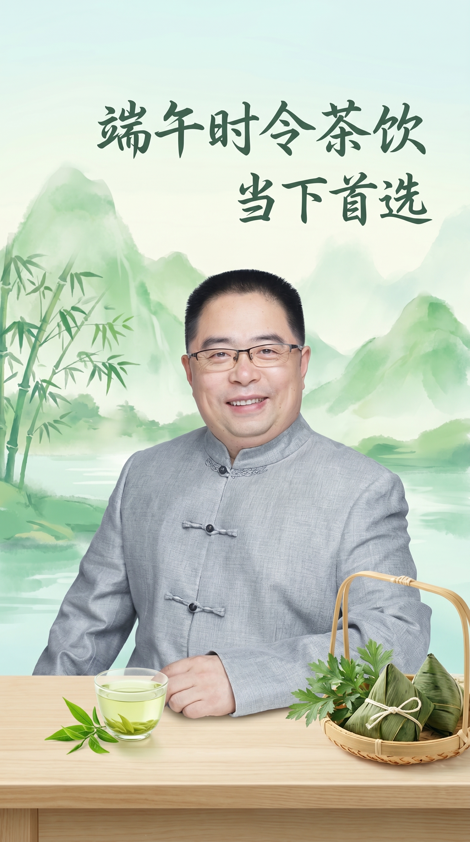 设计一款端午时令茶饮的视频封面，包含文字：第一行“端午时令茶饮… - 图片创意预览