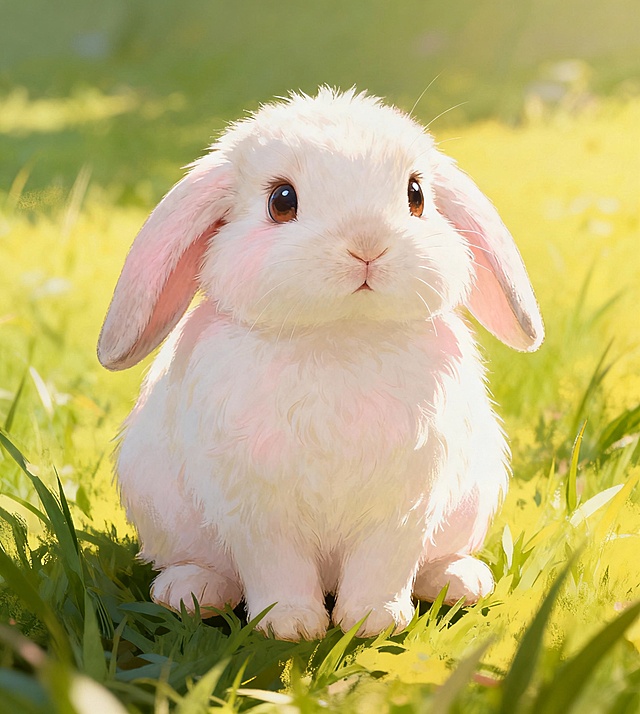 软3D风格的可爱小兔，毛发生长细腻自然，插画风与水彩质感融合，清新柔和的春日氛围，梦幻感十足，适合春季节日主题。