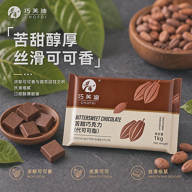删除图中右上角的55%可可含量圆形标签，保留图片中所有其他内容、布局、风格和颜色都保持不变
