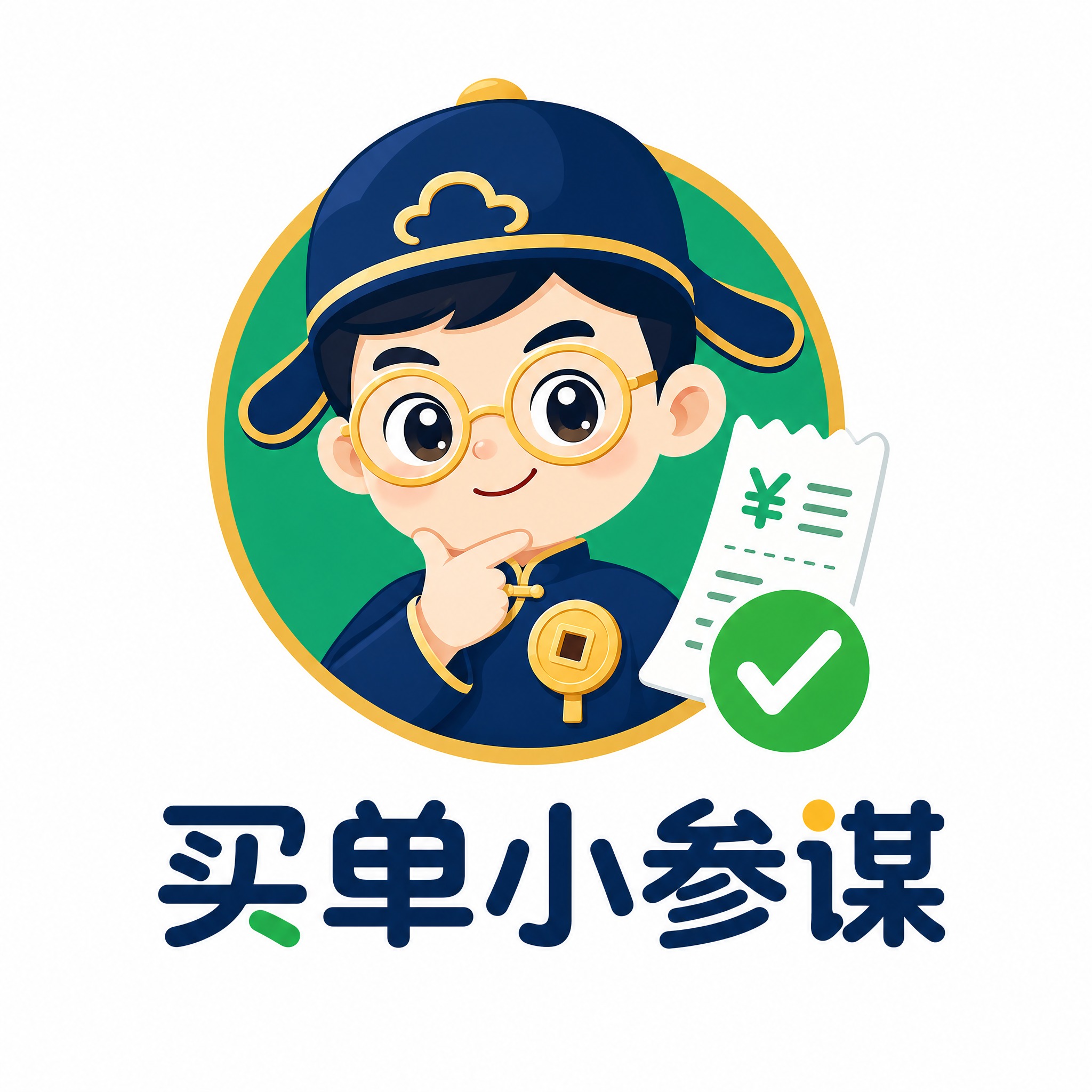 设计一个移动应用品牌 Logo，产品名「买单小参谋」，定位是消… - 图片创意预览
