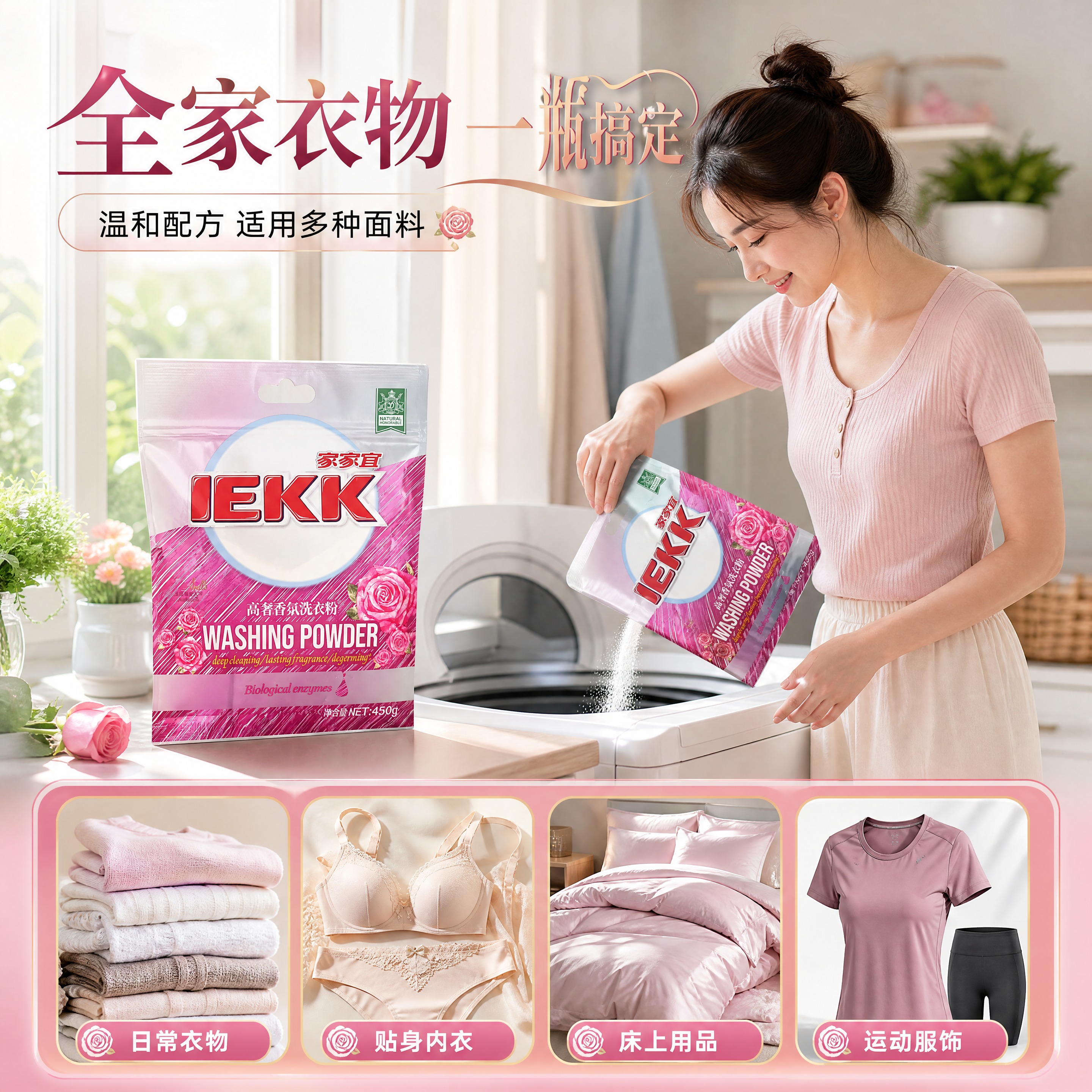 [商品] 使用【图1】家家宜高奢香氛洗衣粉450g袋装；保留包… - 图片创意预览