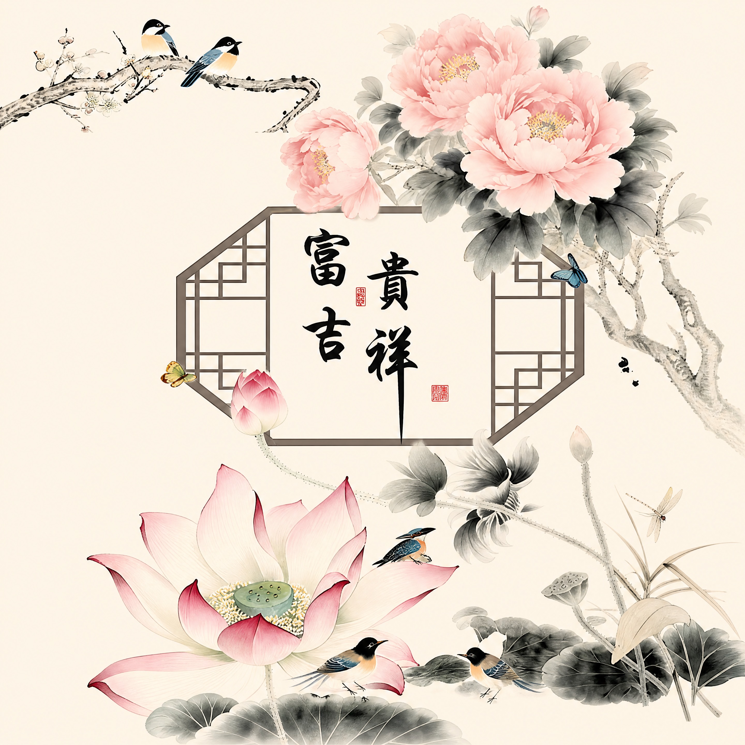 提取图中的门帘图案，完整还原门帘设计，去除中间的竖缝和拼接痕迹… - 图片创意预览
