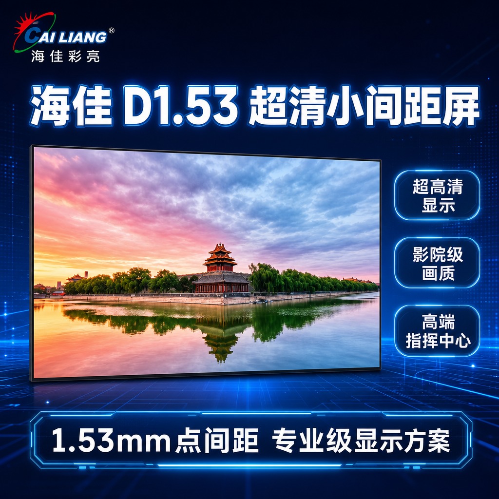海佳D1.53 LED显示屏SKU搜索主图，深蓝色科技风，1:… - 图片创意预览