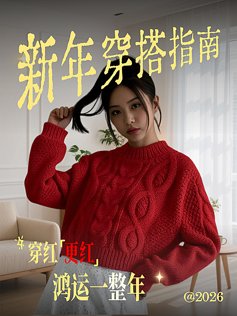 新年穿搭人像小红书封面