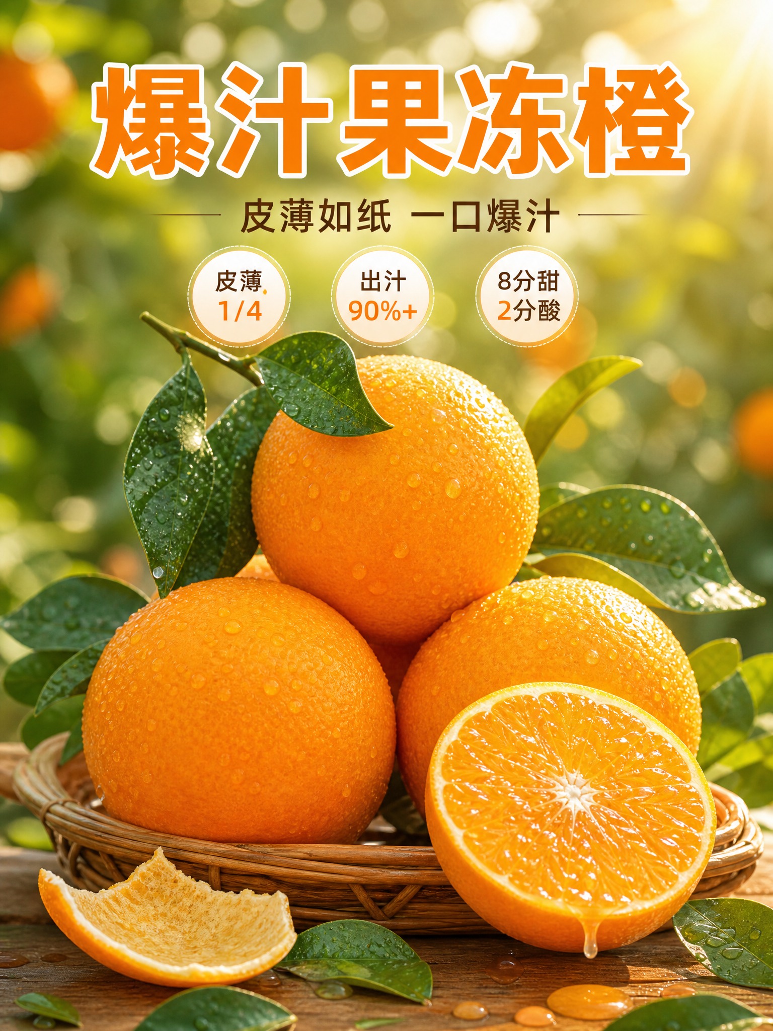 [商品] 使用【图1】带绿叶的新鲜橙子；保留橙黄果皮、细密水珠… - 图片创意预览
