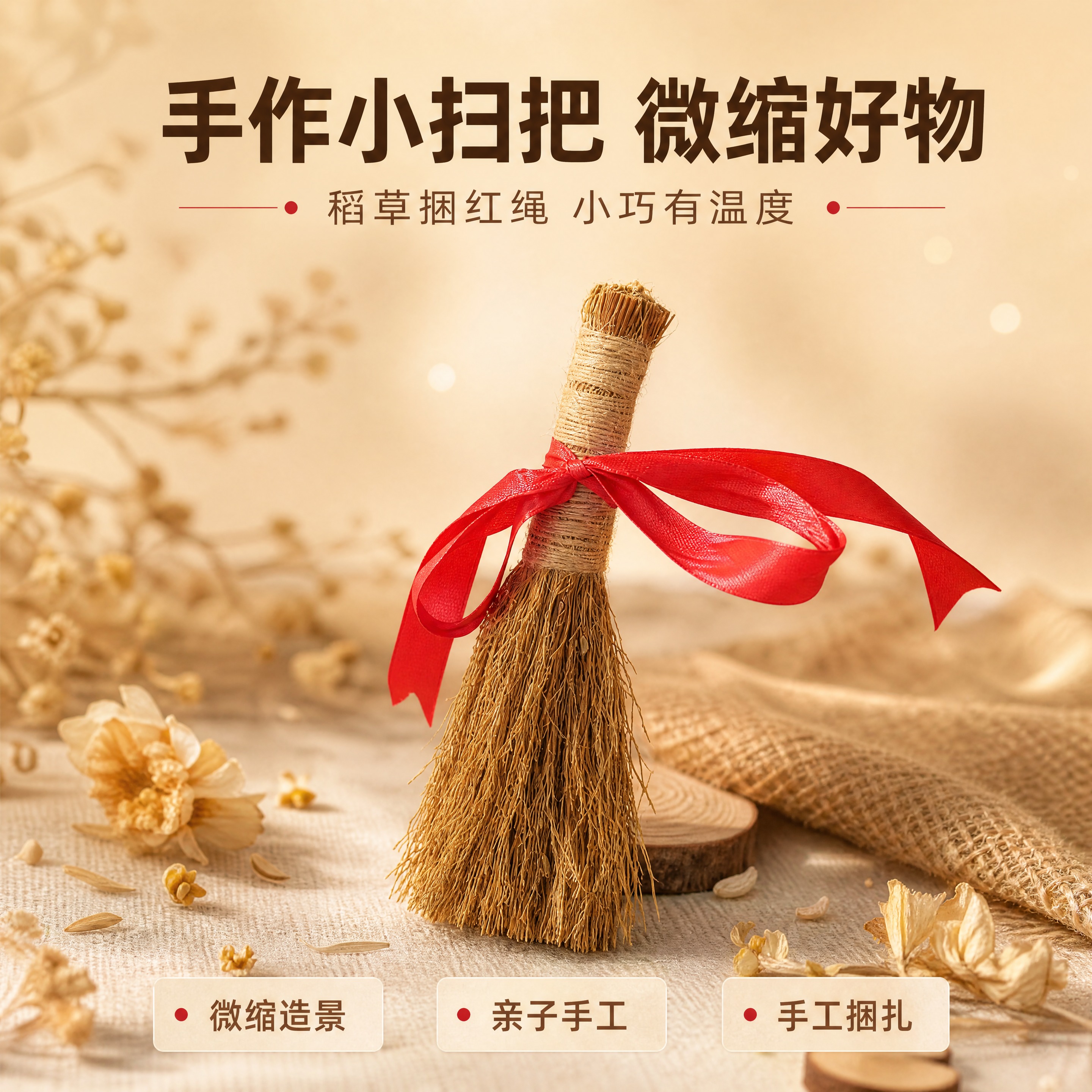 [商品] 使用【图1】稻草小毛刷捆红绳；保留稻草材质、棉红绳蝴… - 图片创意预览