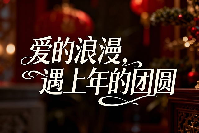 生成     爱的浪漫，遇上年的团圆  艺术字体  错落有致 大气时尚有曲线