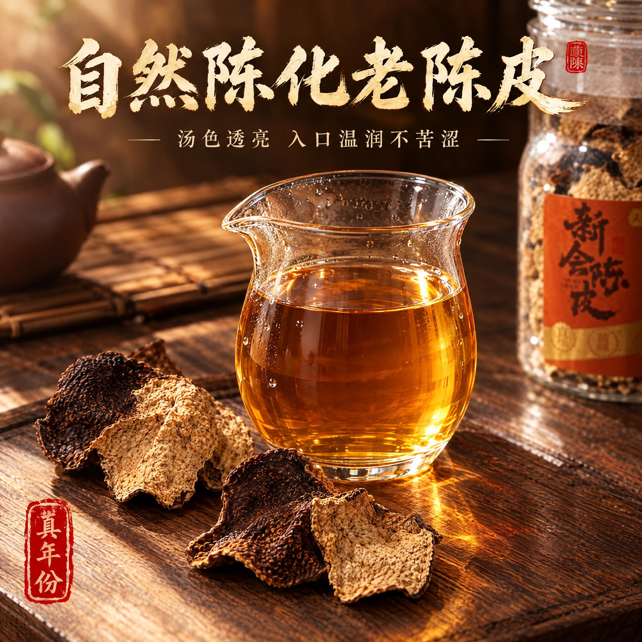 [主图-2] 自然陈化老陈皮 汤色透亮 入口温润不苦涩。 [统… - 图片创意预览