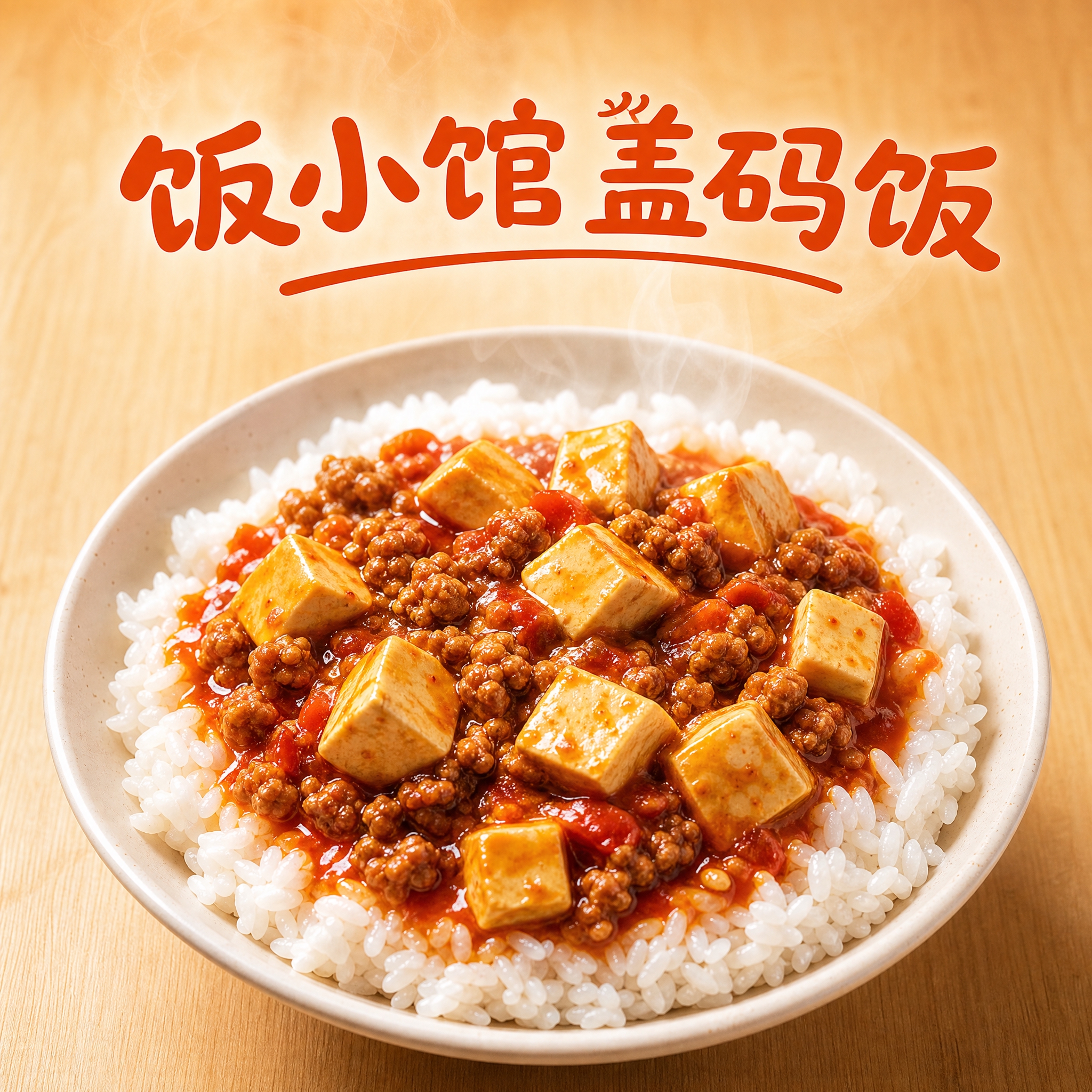 外卖店铺头像设计，1:1正方形，写实有食欲的盖码饭美食摄影风格… - 图片创意预览