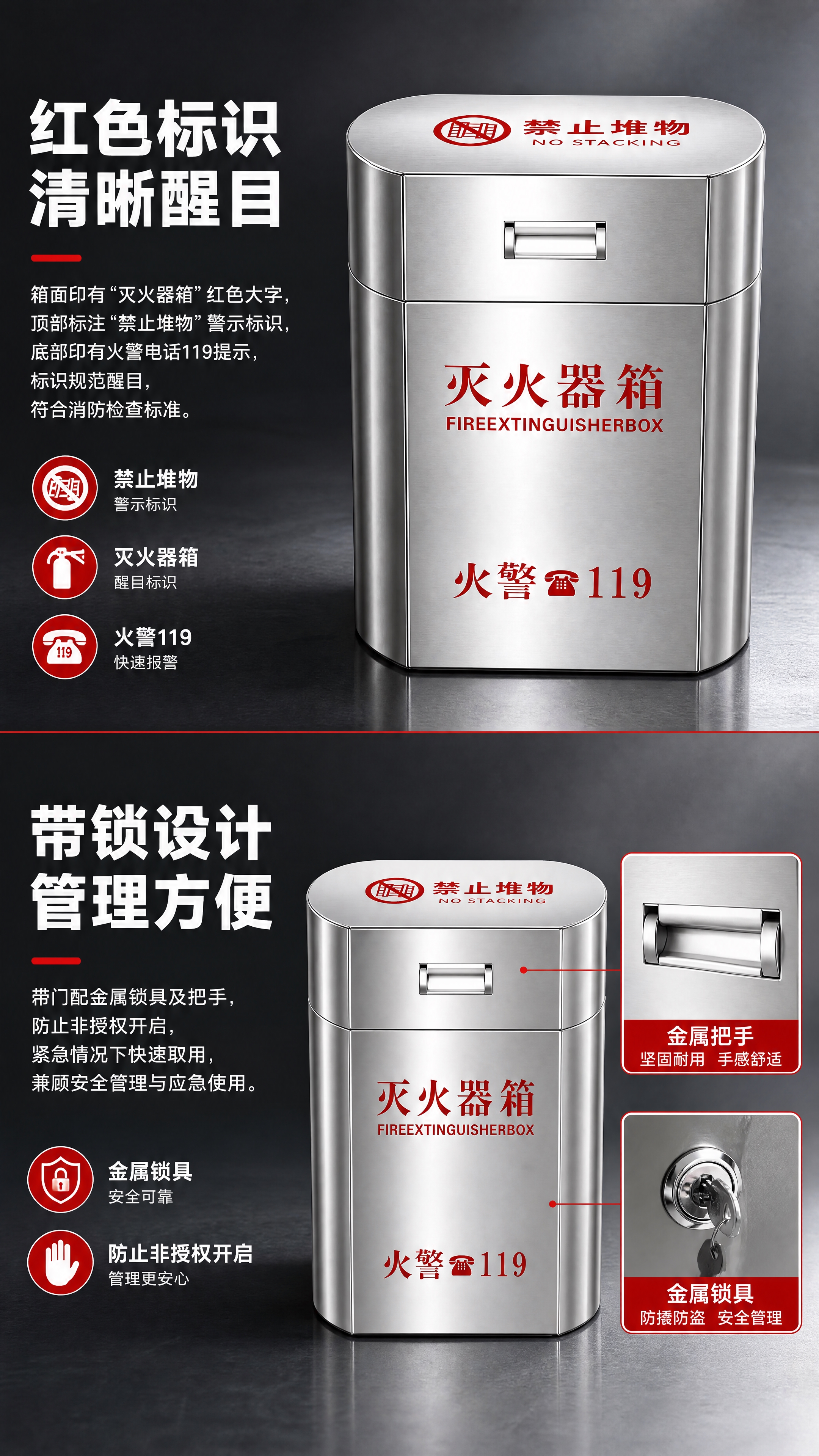 [商品] 使用【图3】【图6】不锈钢灭火器箱正面；保留正面红色… - 图片创意预览