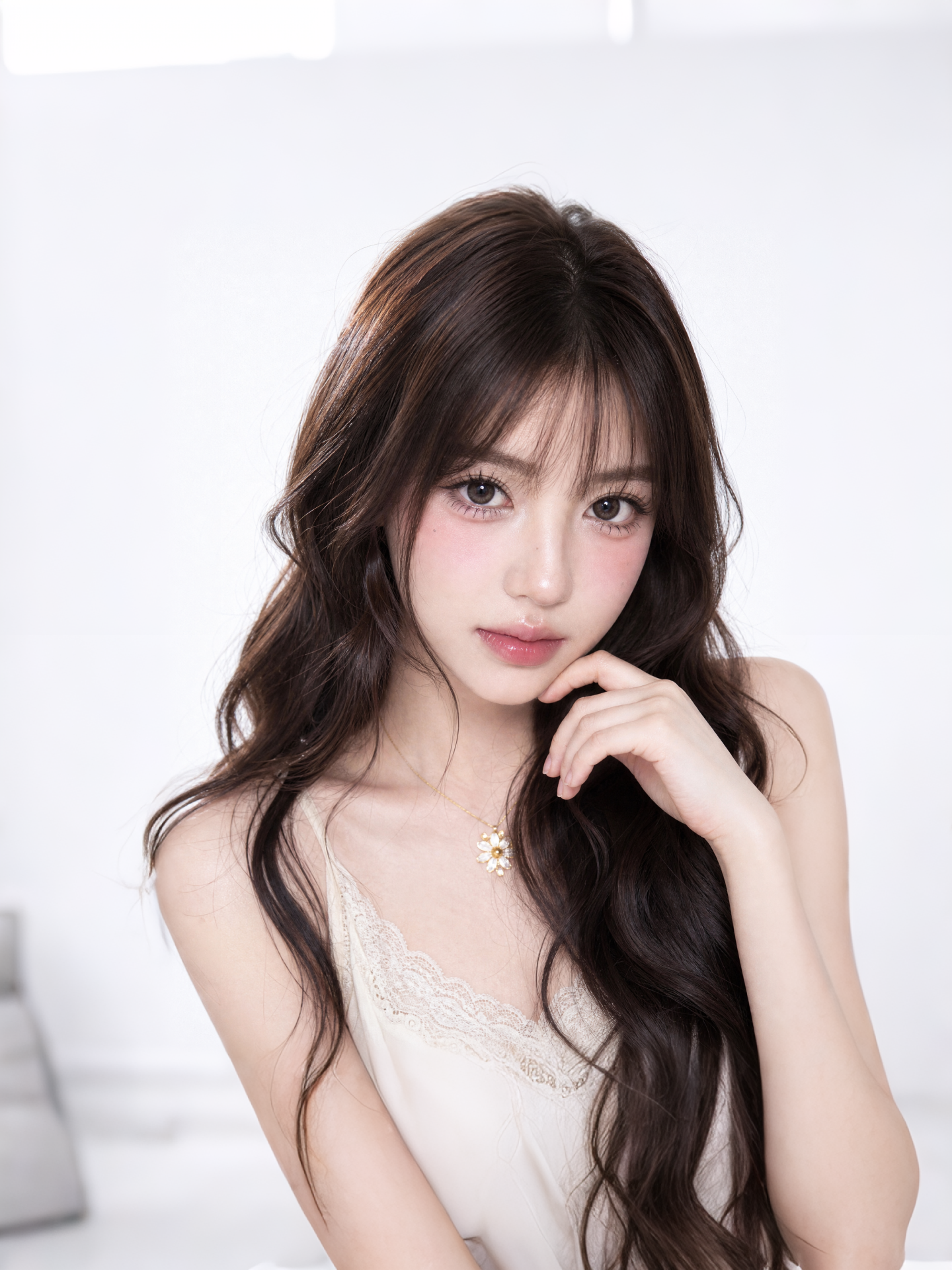 扩充模特的头顶和肩膀，保持原图人物的发型发色、妆容、服装、姿势… - 图片创意预览