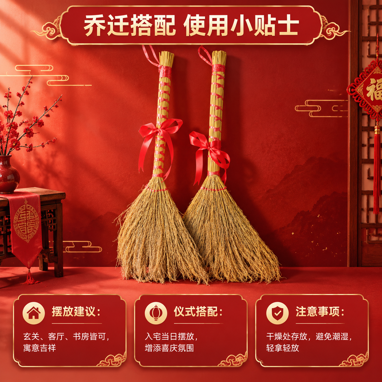 [商品] 使用【图4】扫把捆红绳乔迁之喜双支展示；保留双支扫把… - 图片创意预览