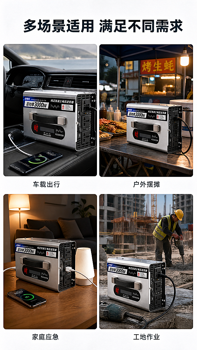 使用商品详情页技能根据商品图「图片1」生成详情页，参考图为，商品名称为纯正波三电压，卖点为散热好，电流稳定，耐用，适配平台为淘宝/天猫，图片比例为9:16，需求屏数为8张，要有情境图，科技风格