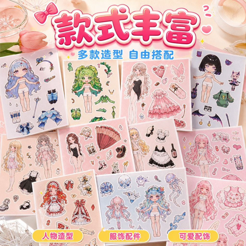 1:1竖版电商详情图，甜美可爱软萌少女风。真实俯拍桌面实拍质感… - 图片创意预览
