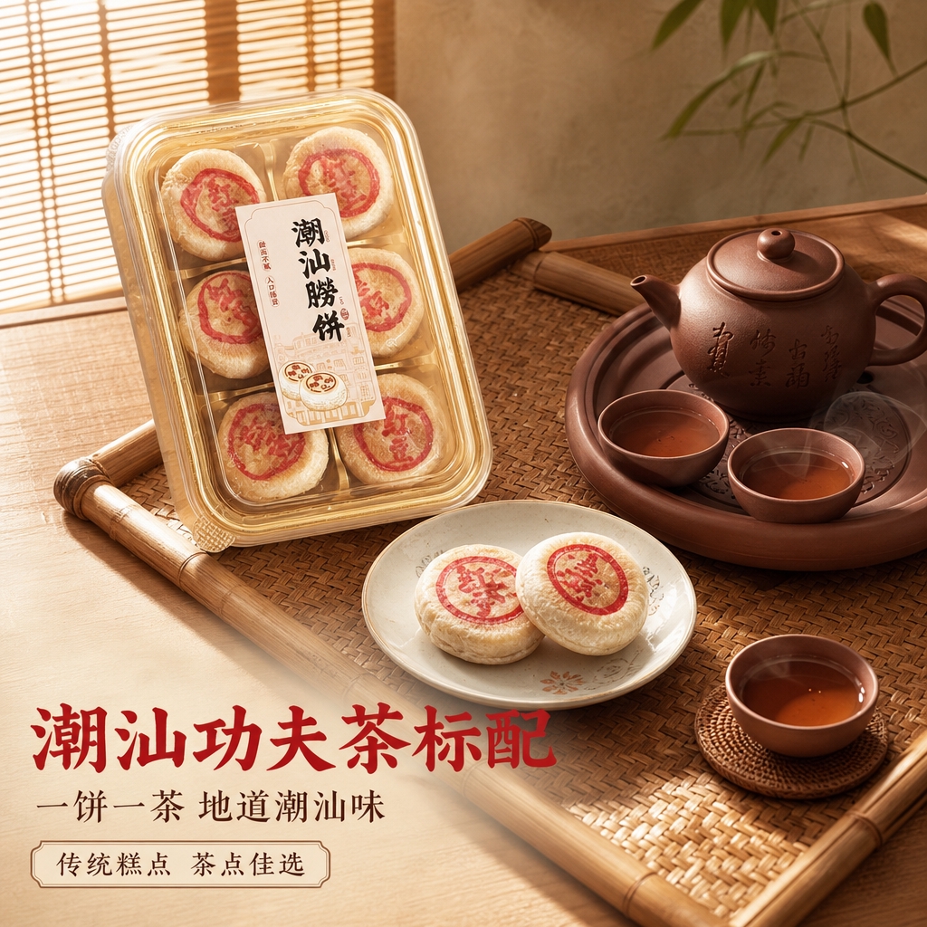 [主图-4] 场景体验：潮汕功夫茶配朥饼的下午茶生活方式场景。… - 图片创意预览