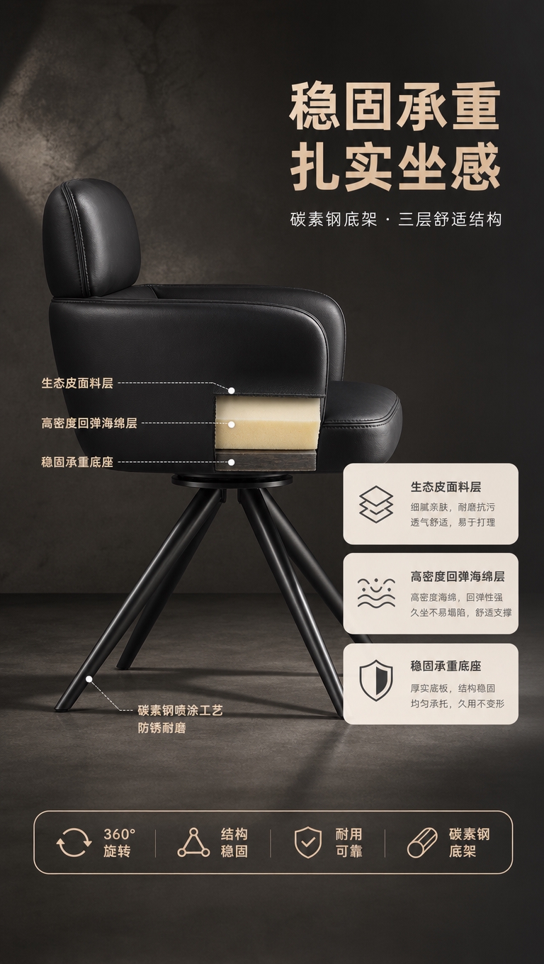 [商品] 使用【图1右】DY-8861B素影黑餐椅；保留碳素钢… - 图片创意预览