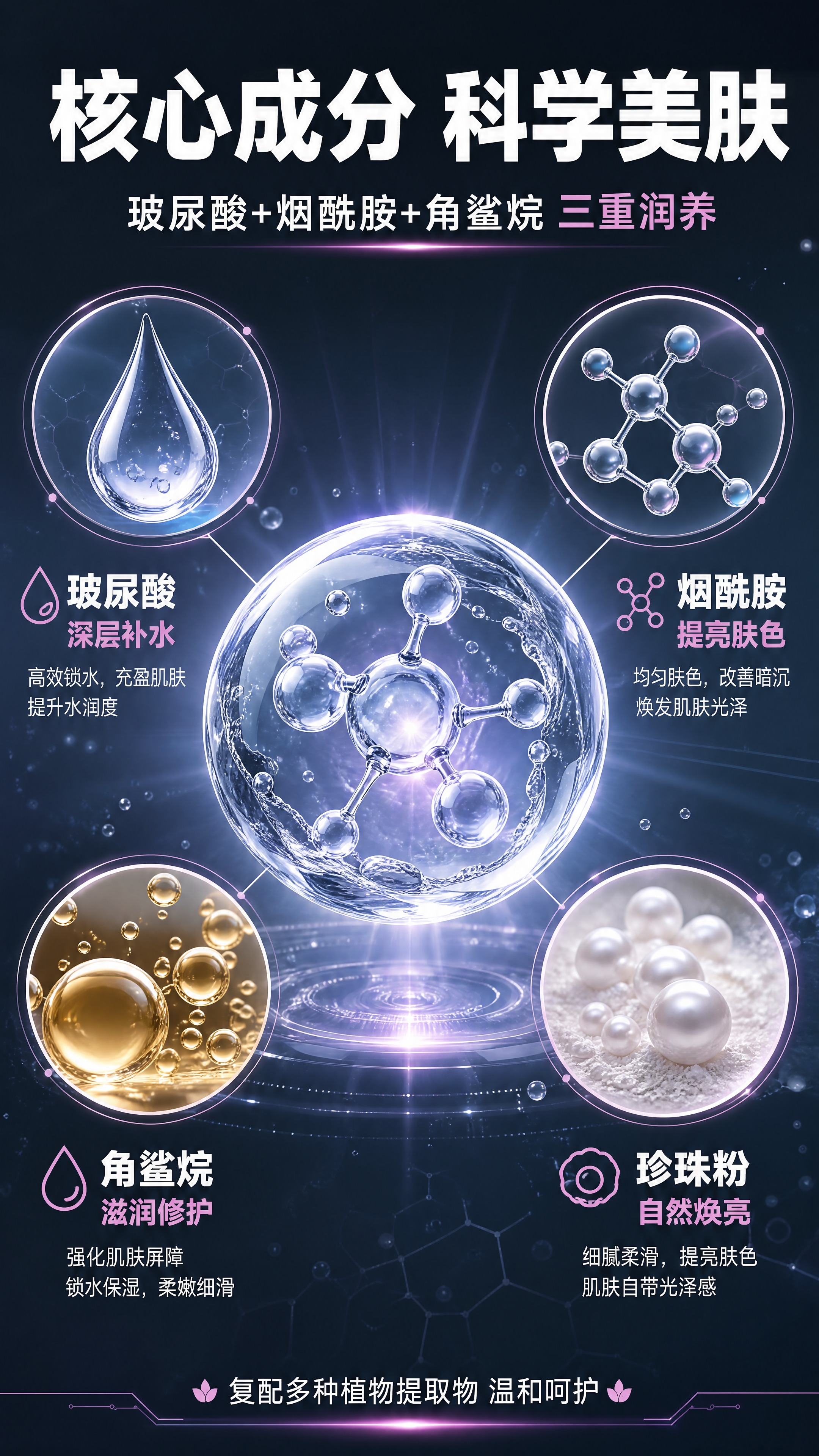 [商品] 成分机理专页，无需垫产品图；重点呈现玻尿酸、烟酰胺、… - 图片创意预览