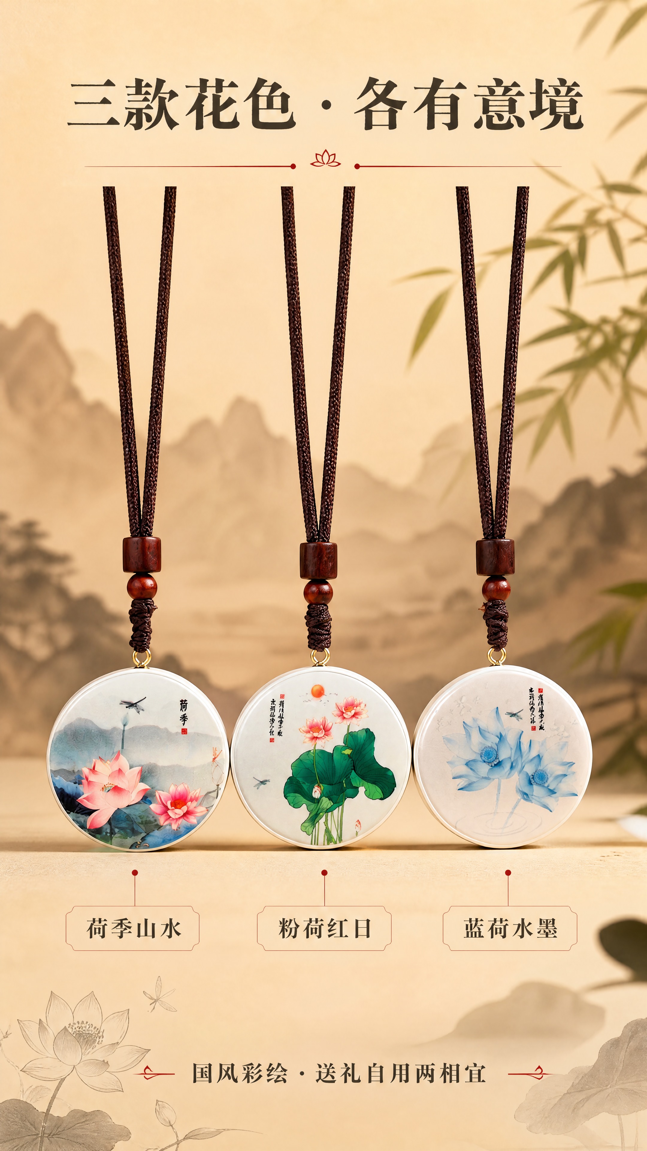 [商品] 使用【图8】三款荷花蓝牙音箱全家福（蓝荷水墨款/粉荷… - 图片创意预览