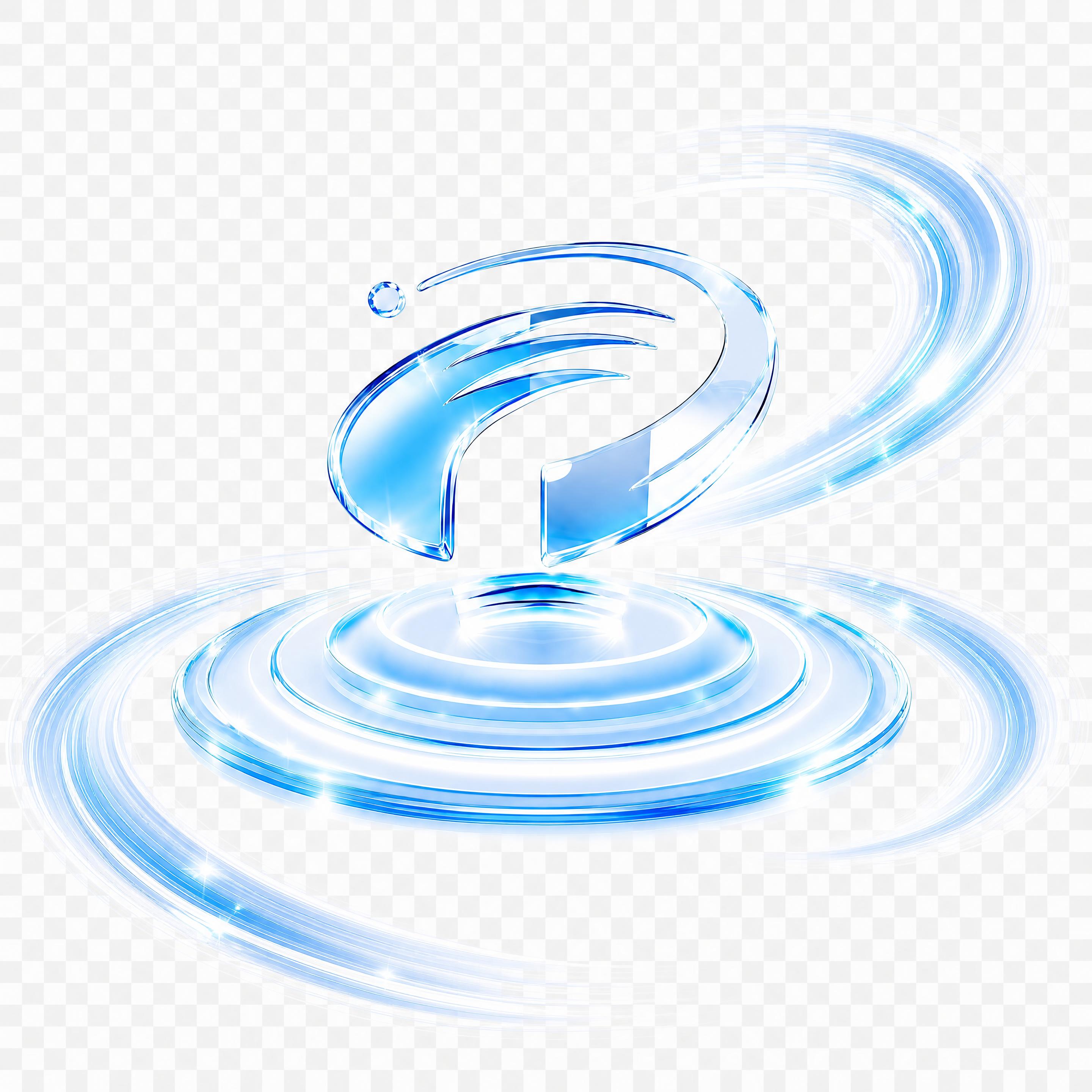 蓝色水晶P形飞鸟Logo融合图案 透明背景PNG 边缘完整不超… - 图片创意预览