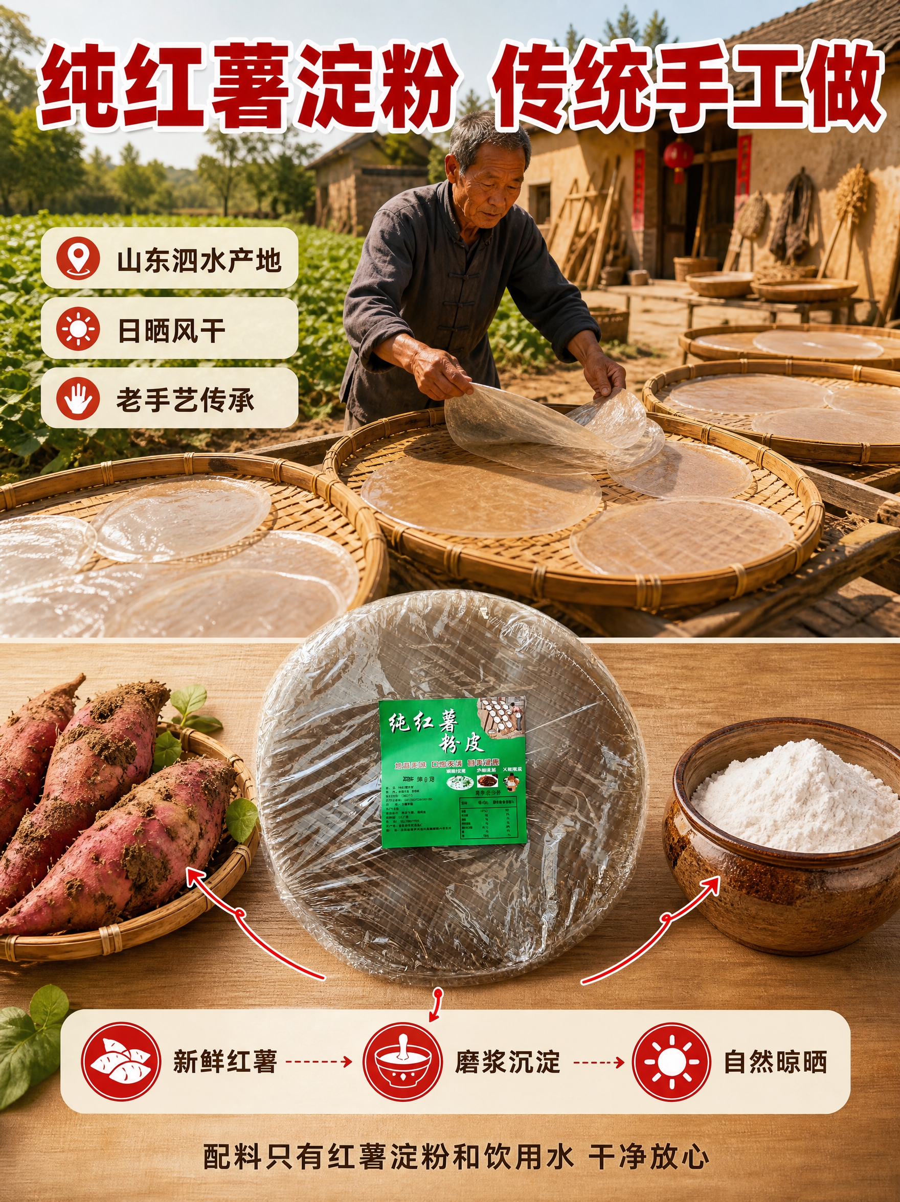 [商品] 使用【图1】纯红薯粉皮；保留圆形粉饼形态、半透明棕褐… - 图片创意预览