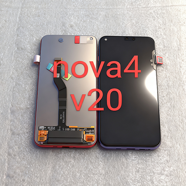 第二张主图，商品展示，展示适用华为NOVA4 荣耀V20的屏幕总成商品，1:1构图，突出商品，拼多多风格