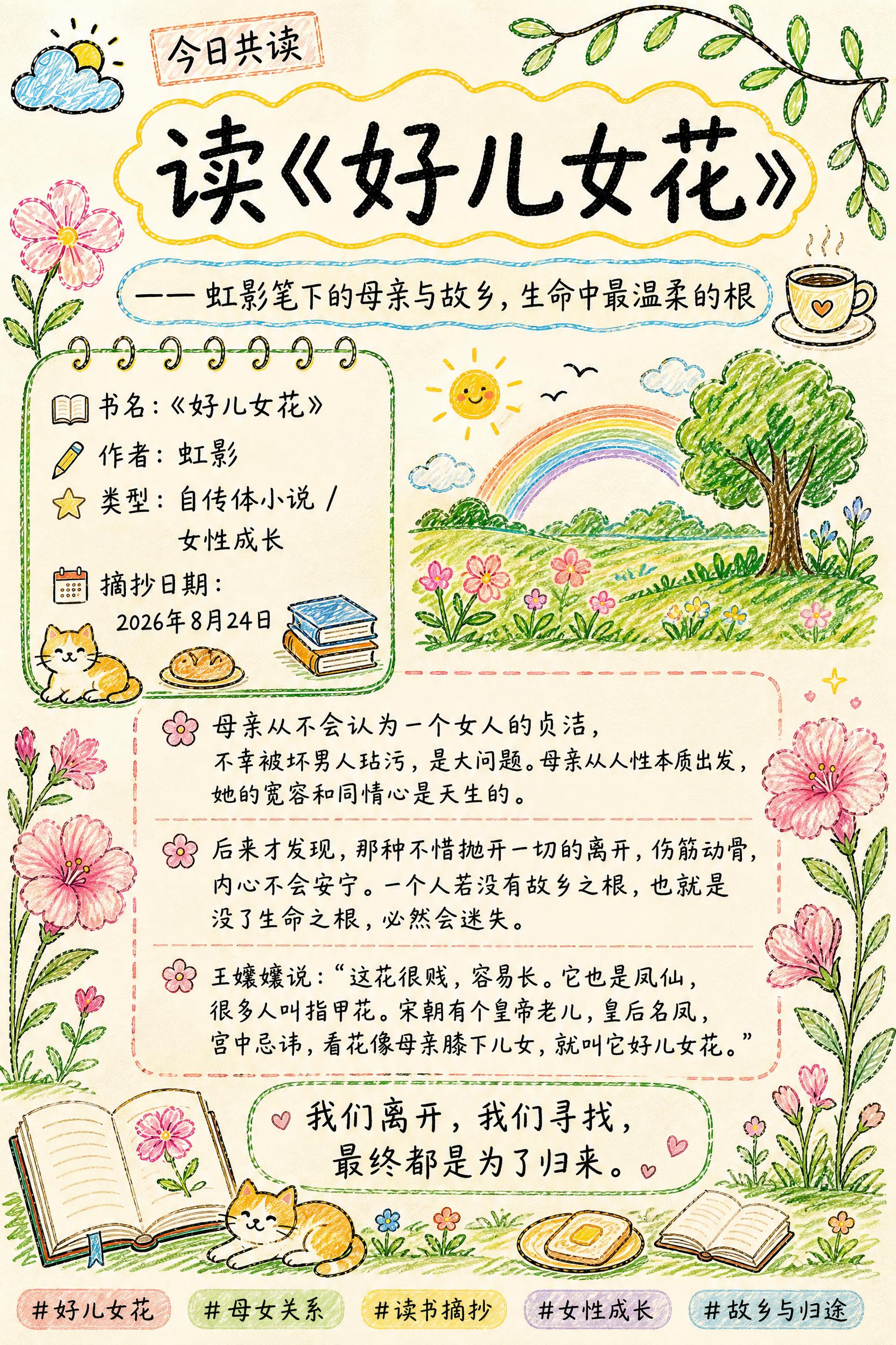 参考图二的彩色蜡笔手绘读书手账风格，整体为米黄色纸张底色，提取… - 图片创意预览