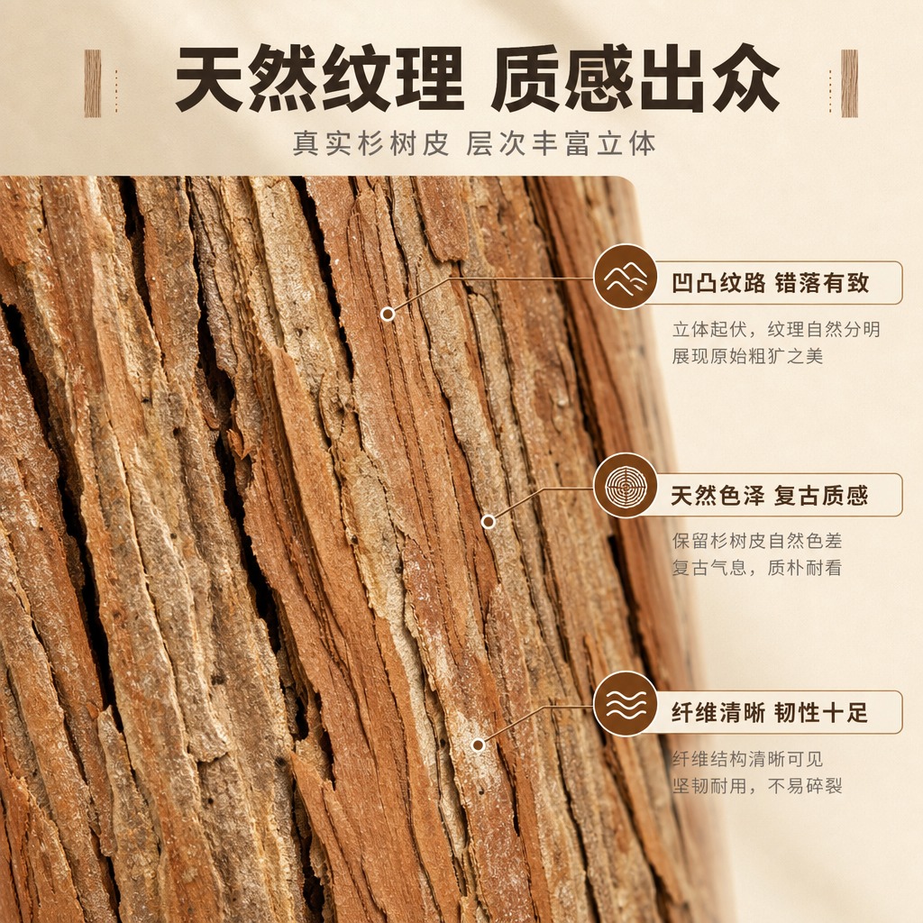 [商品] 使用【图4】杉树皮装饰片微距特写；保留杉树皮天然棕褐… - 图片创意预览