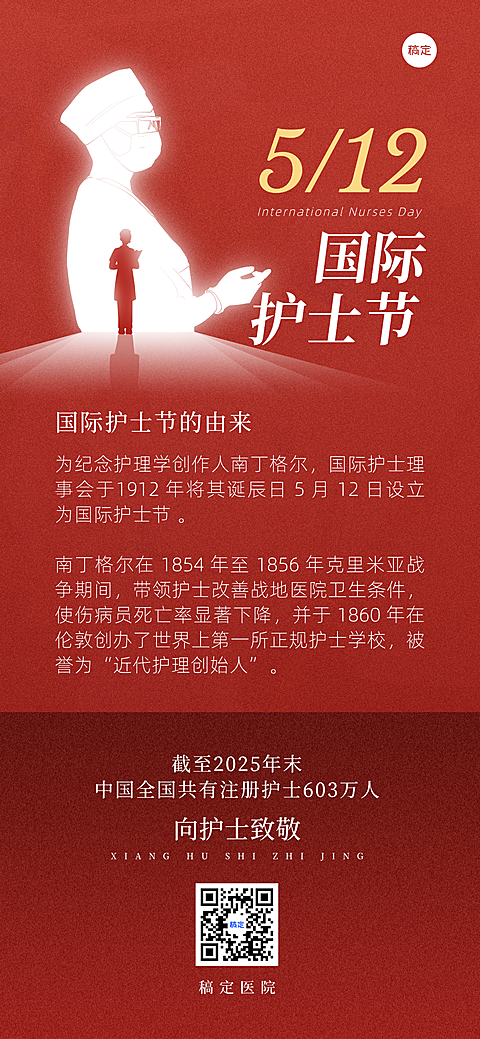 国际护士节科普祝福全屏竖版海报
