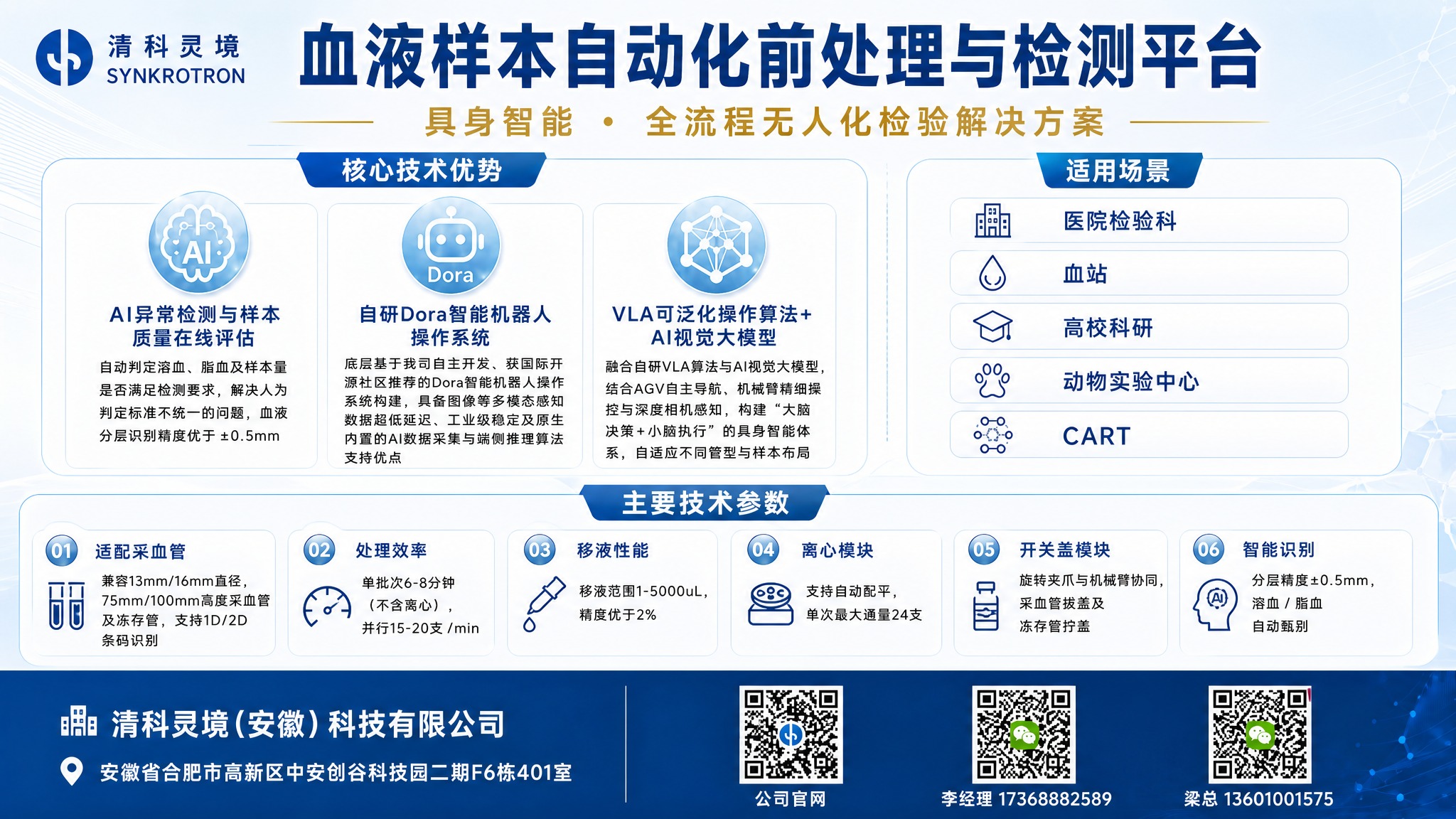 将这张血液样本自动化前处理与检测平台的竖版海报重新设计为16:… - 图片创意预览