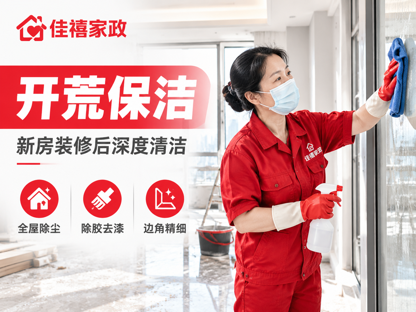 [主图-1] 开荒保洁服务主题首图，佳禧家政品牌。 [统一基调… - 图片创意预览