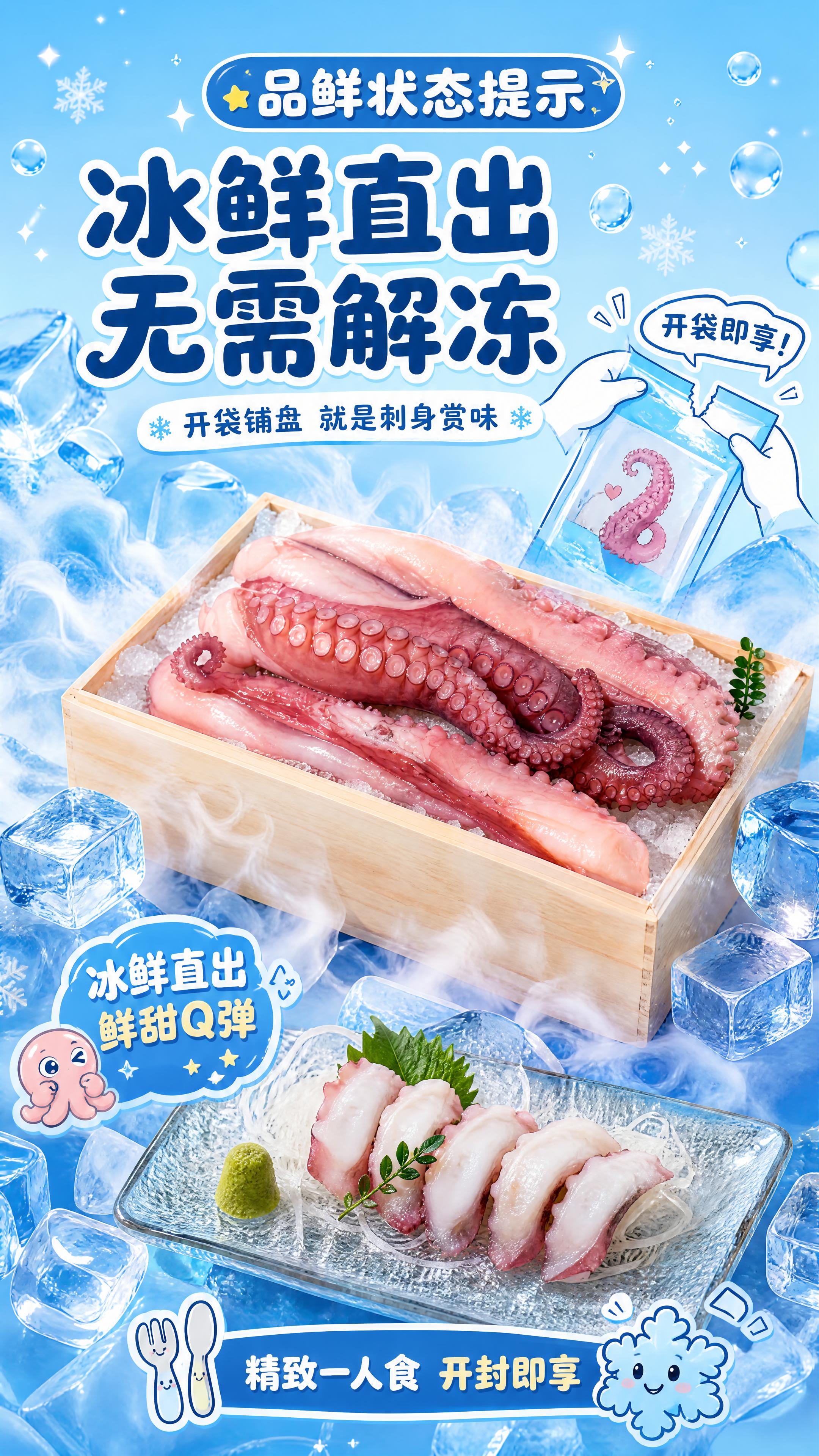 [第6张] 详情页品鲜状态提示页-冰鲜直出开袋即享。本张使用【… - 图片创意预览