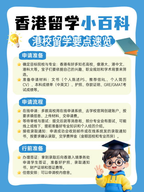 香港留学小百科教育知识分享卡通手账风小红书配图预览效果