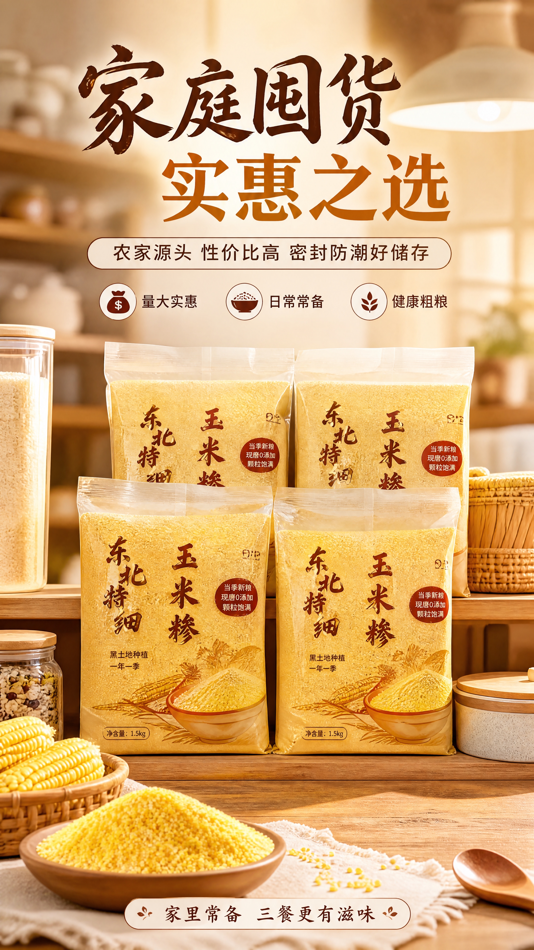 [商品] 使用【图1】东北玉米糁；保留金黄颗粒形态，以多袋囤货… - 图片创意预览