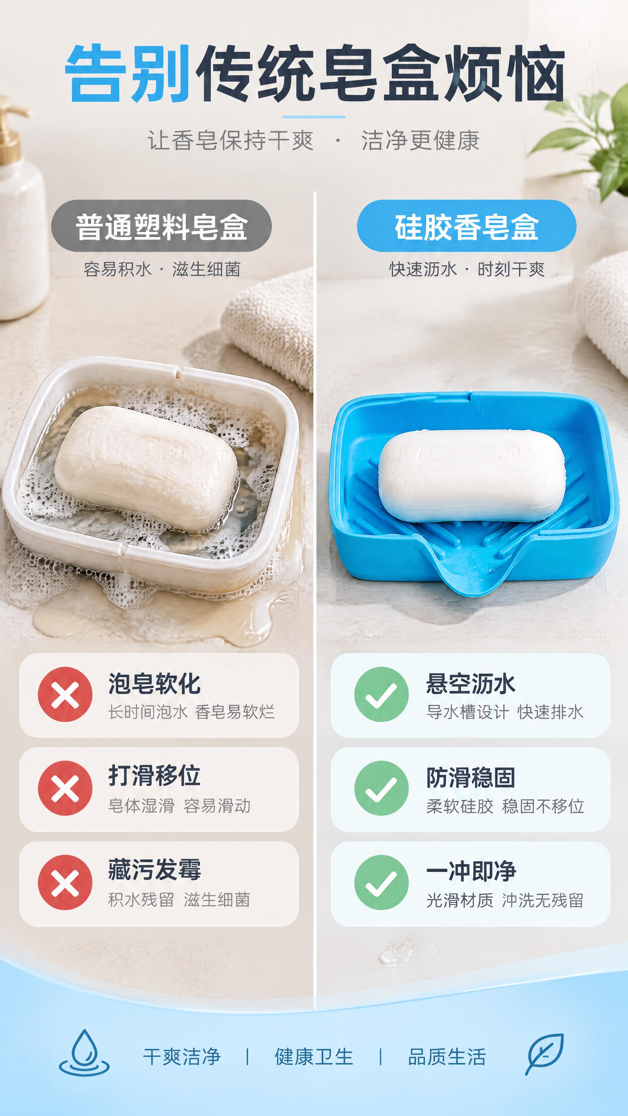 [商品] 使用【图1】蓝色硅胶香皂盒；保留结构、颜色、材质和导… - 图片创意预览