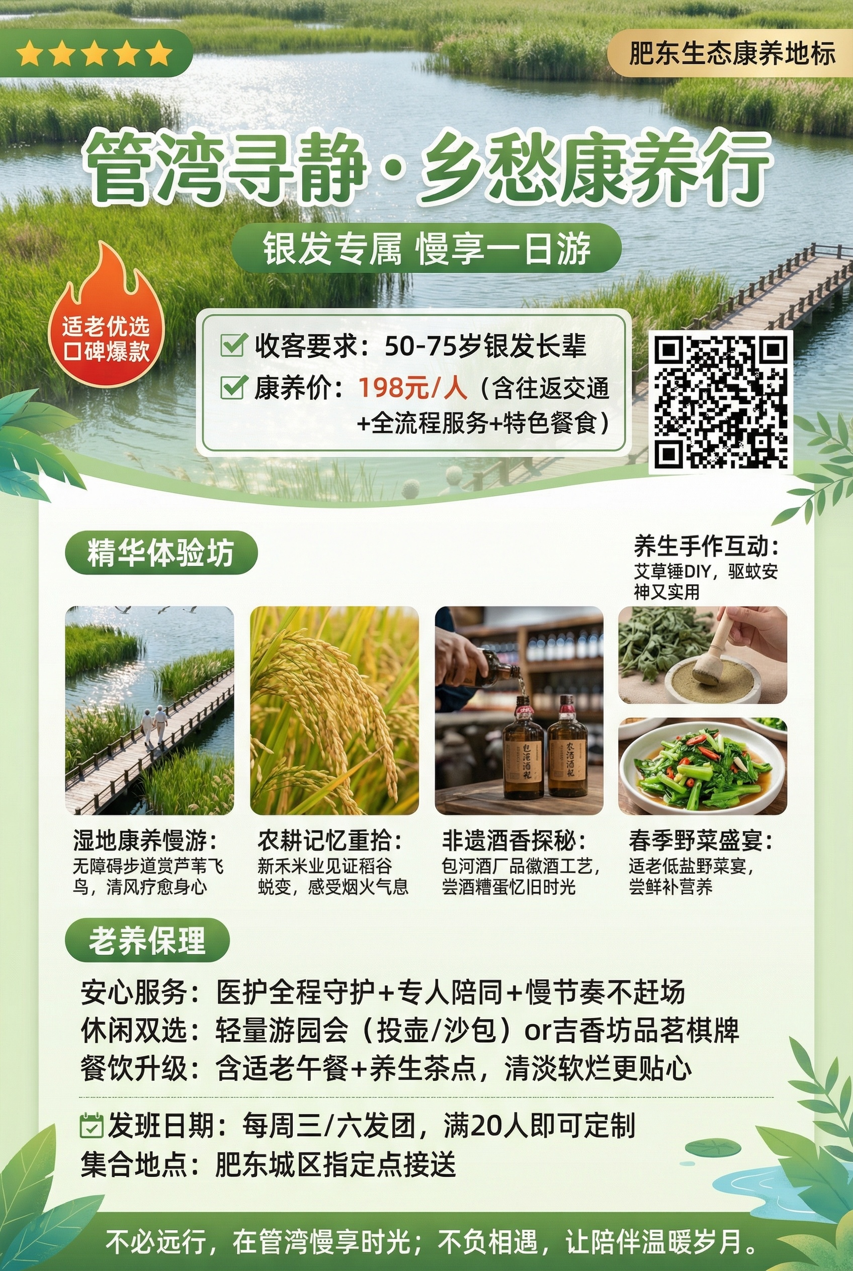 管湾湿地银发康养一日游（手机长途海报） 【整体风格】：延续参考… - 图片创意预览