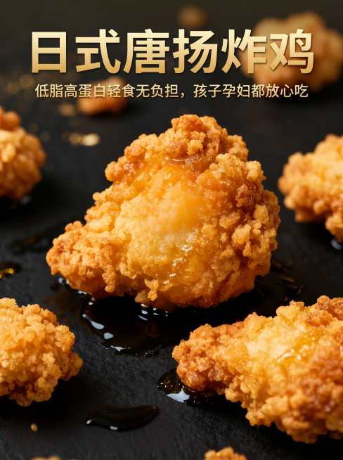 把下面文字去掉，把炸鸡上的油优化一下显得没那么油腻预览效果