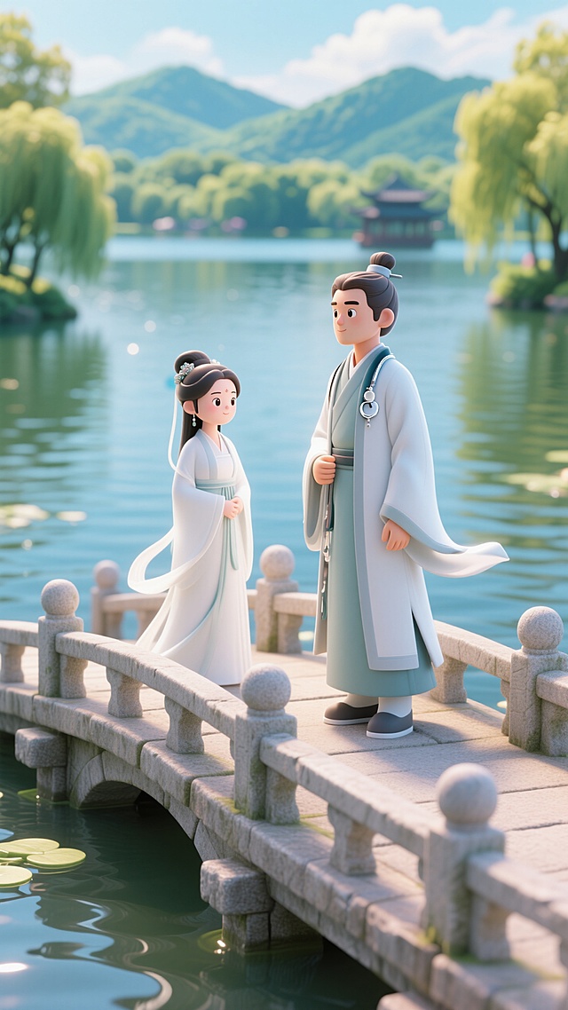 杭州西湖断桥许仙白娘子