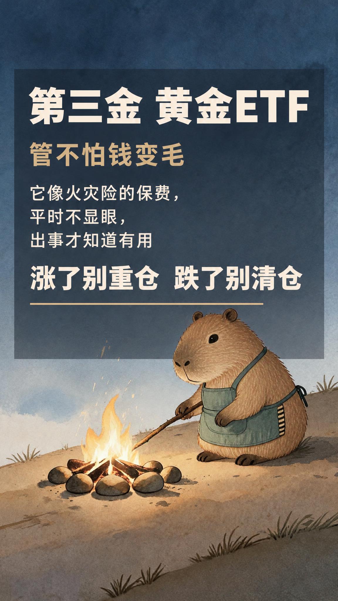 在这张水彩风格水豚烤篝火的深色插画基础上，添加精确的文字、下划… - 图片创意预览