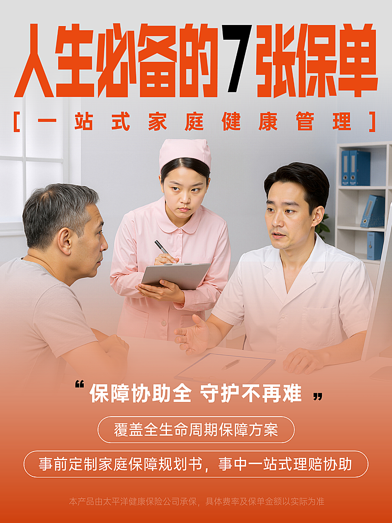 家庭保险配置医疗场景写实风小红书封面图