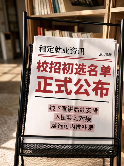 校招初选名单公布就业宣传大字实景风小红书封面预览效果