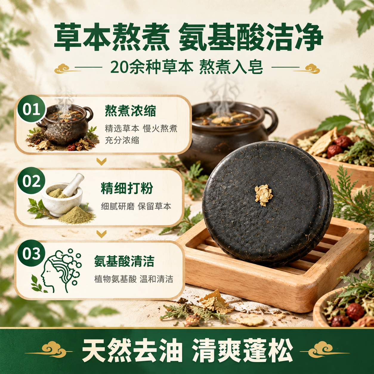 [主图-4] 工艺链路图，展示熬煮浓缩、精细打粉、氨基酸清洁三… - 图片创意预览