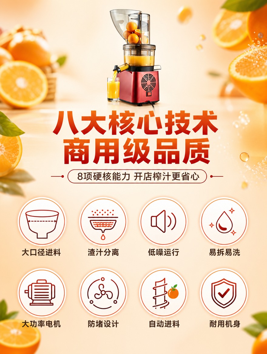 [商品] 使用【图1】商用原汁榨汁机缩小展示于页面顶部中央，酒… - 图片创意预览