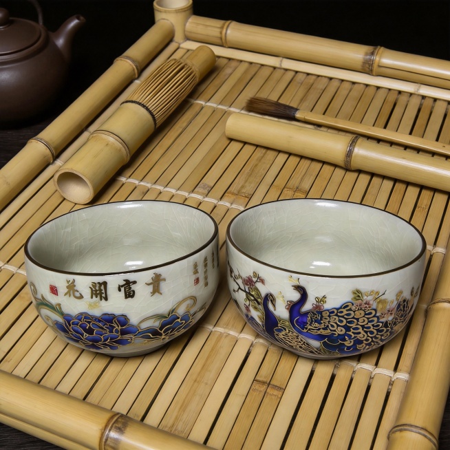 图中茶具生成五张不同背景的主图预览效果