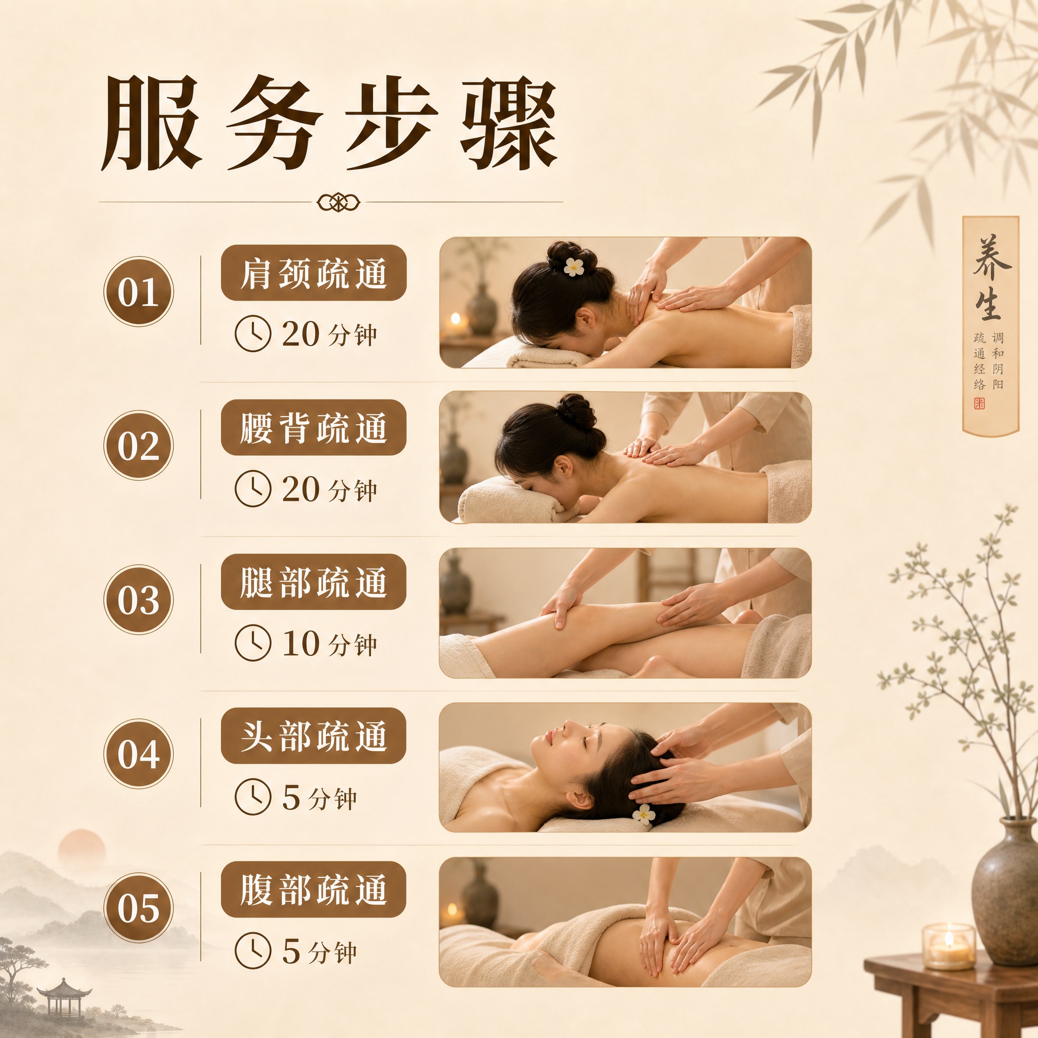 简约新中式养生风格，浅米色干净背景，与参考图同款色彩搭配（米白… - 图片创意预览