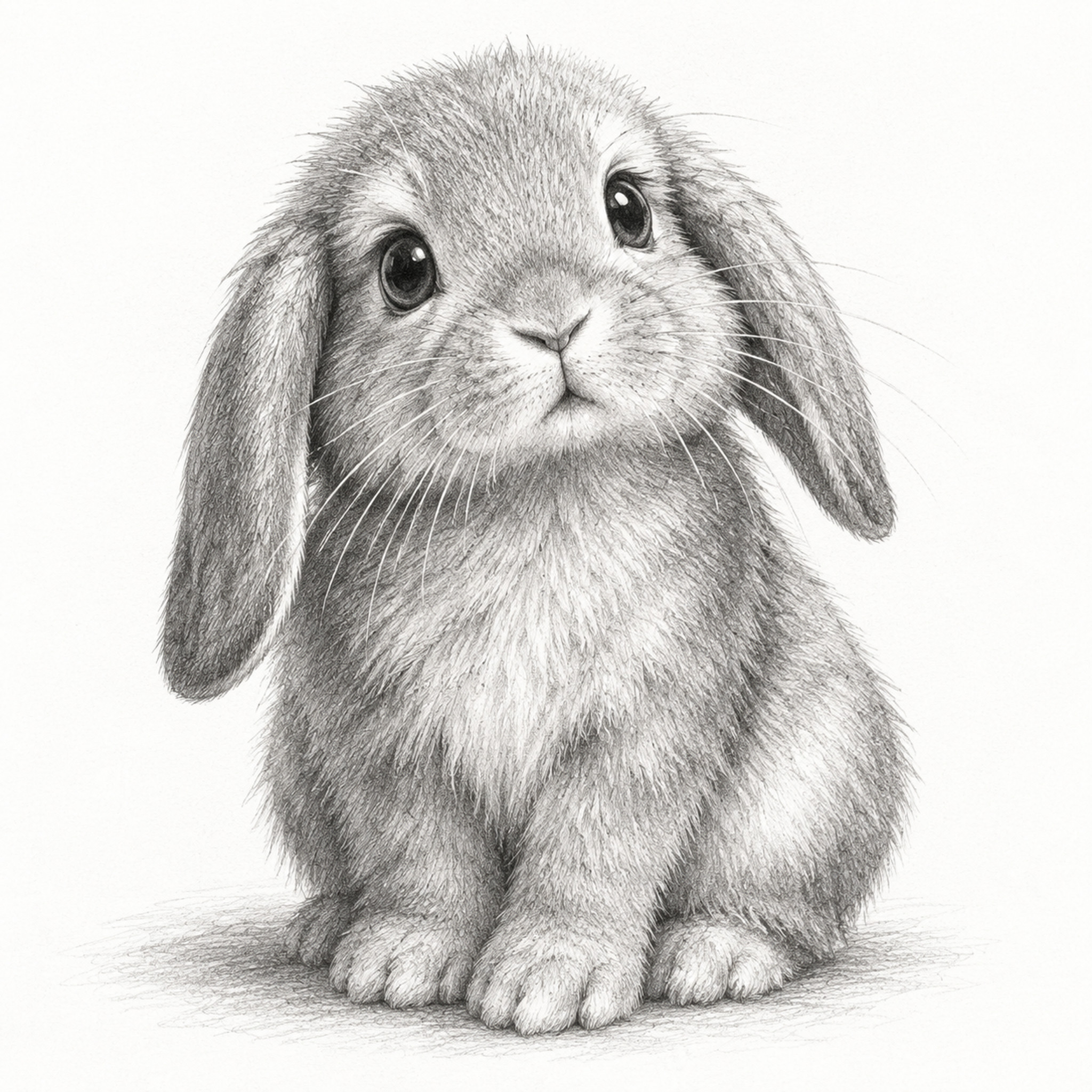 一只可爱的兔子素描画，铅笔手绘风格，细腻的线条勾勒出兔子柔软的… - 图片创意预览