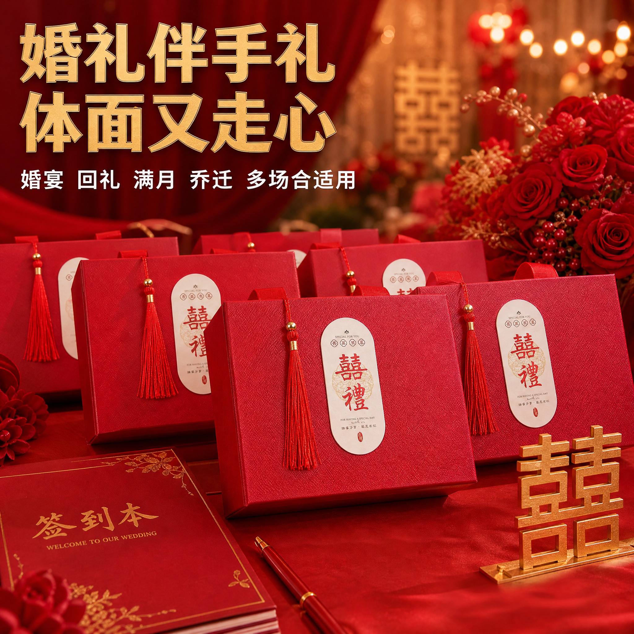 [主图-6] 新中式结婚喜糖盒子 婚庆场景图 婚礼伴手礼使用场… - 图片创意预览