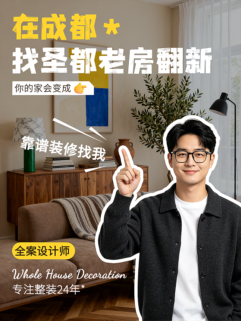 家装装修方案写实风小红书封面